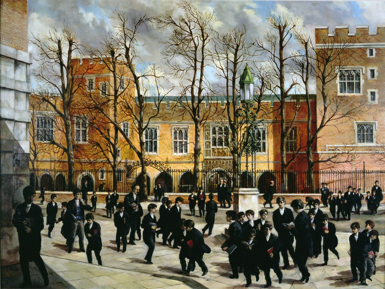 The Burning Bush på toppen av Common Lane, med utsikt över New Schools, Eton College, ca 1935 av English School