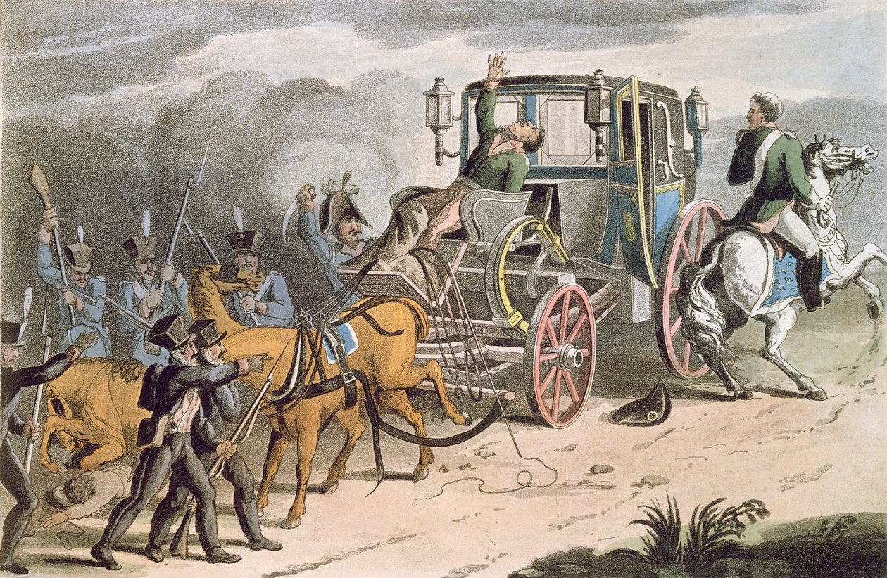 Infångandet av Bonapartes vagn i Waterloo, 18 juni 1815, 1816 av English School