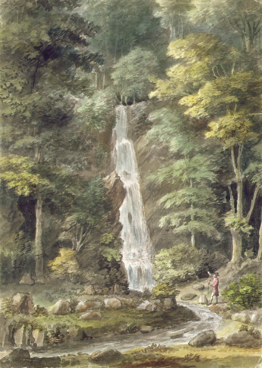 Cascade Waterfall vid Hestercombe Gardens (wc på papper) av English School