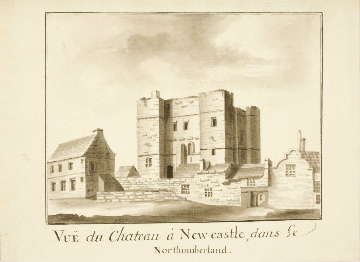 The Castle, Newcastle upon Tyne (bläck & penna på papper) av English School