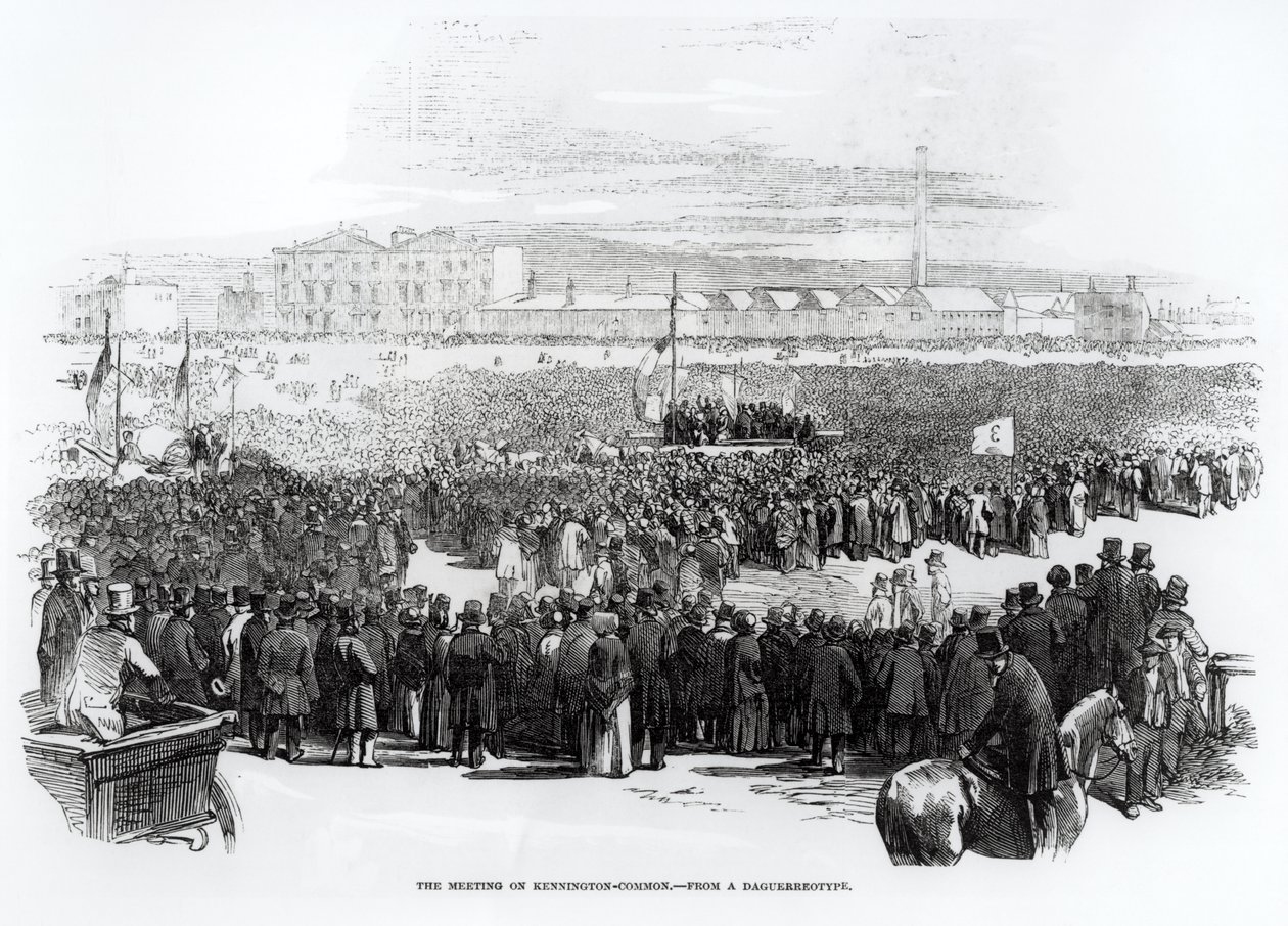 Chartistmötet på Kennington Common, april 1848 av English School