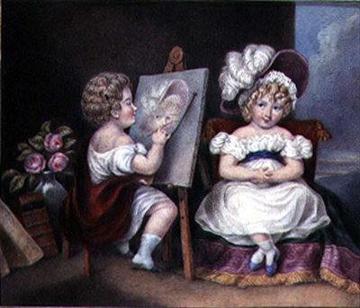 The Child Portraitist, ca 1825 (akvarell på papper) av English School