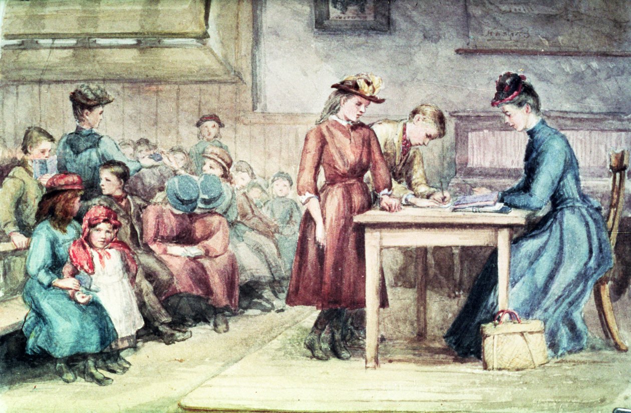 The Classroom, ca 1880 (wc på papper) av English School