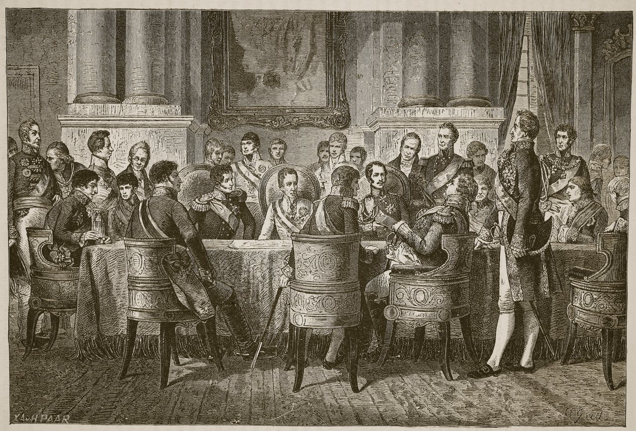 The Congress of Vienna, illustration från Cassells Illustrated History of England (sepiafoto) av English School