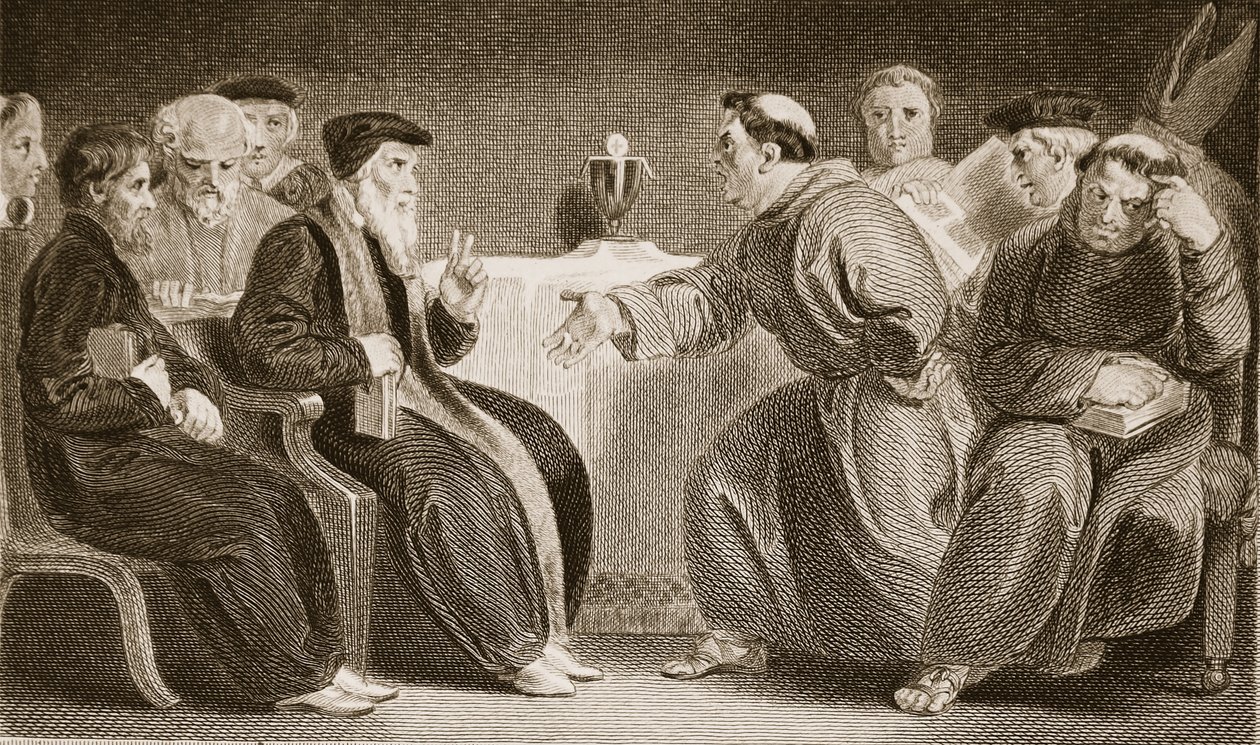 Sammankomsten i Oxford, illustration från David Humes The History of England, pub. av R. Bowyer, London, 1812 av English School