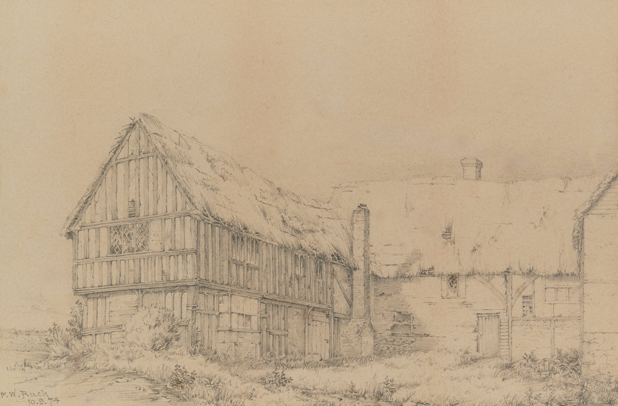 Court Lodge i East Farleigh, nära Maidstone, ca 1874 (penna) av English School