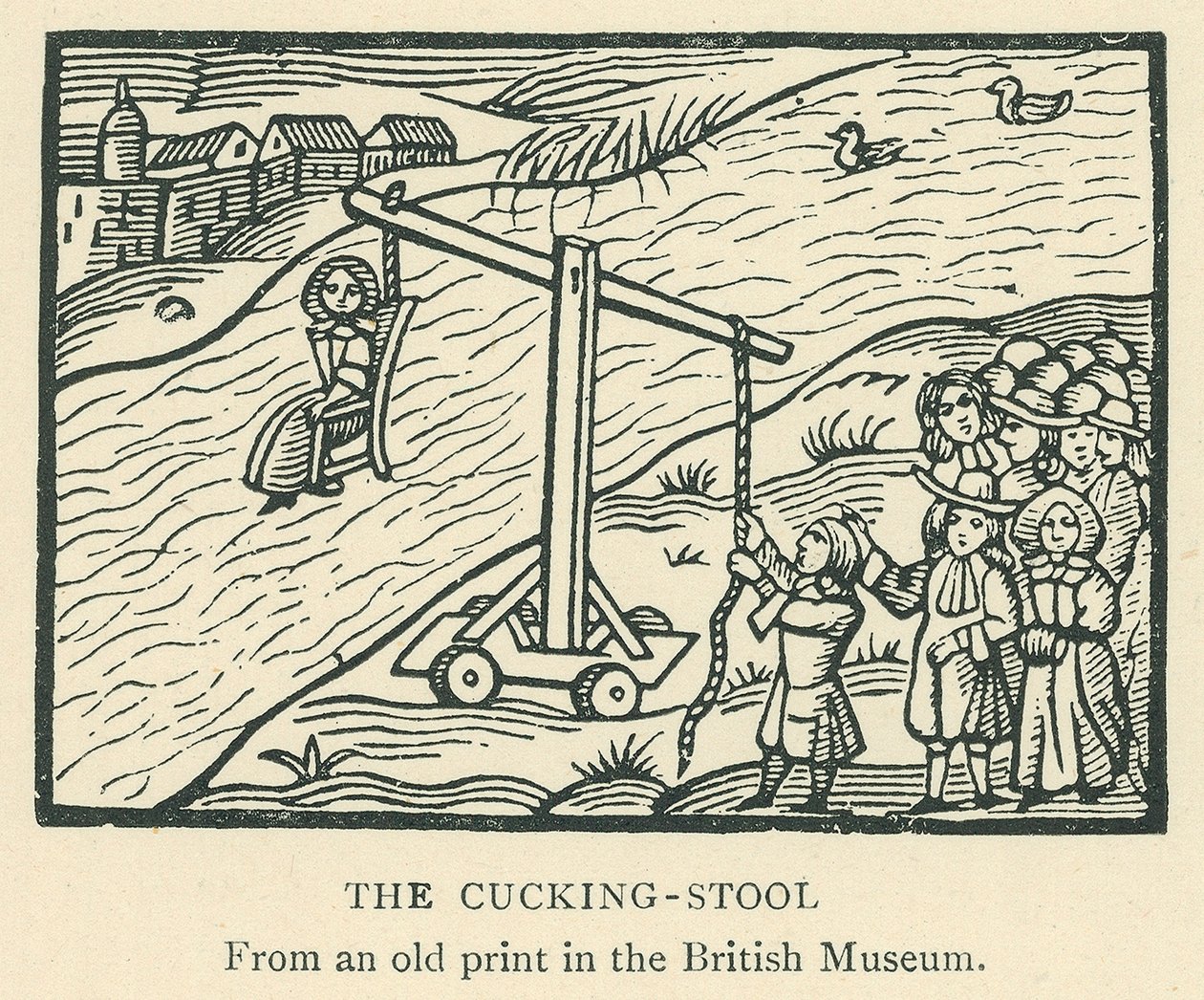 Cucking-stolen (litografi) av English School