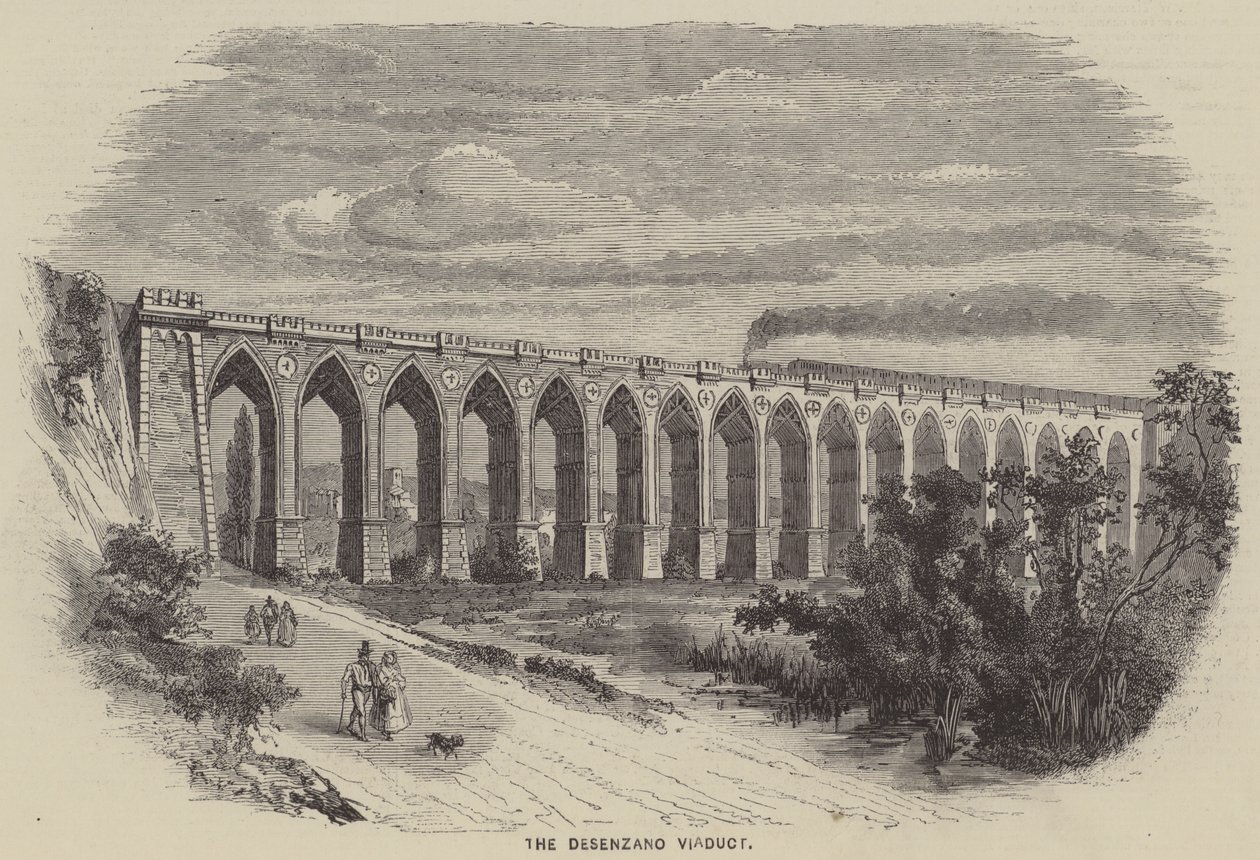 Viadukten i Desenzano (gravyr) av English School