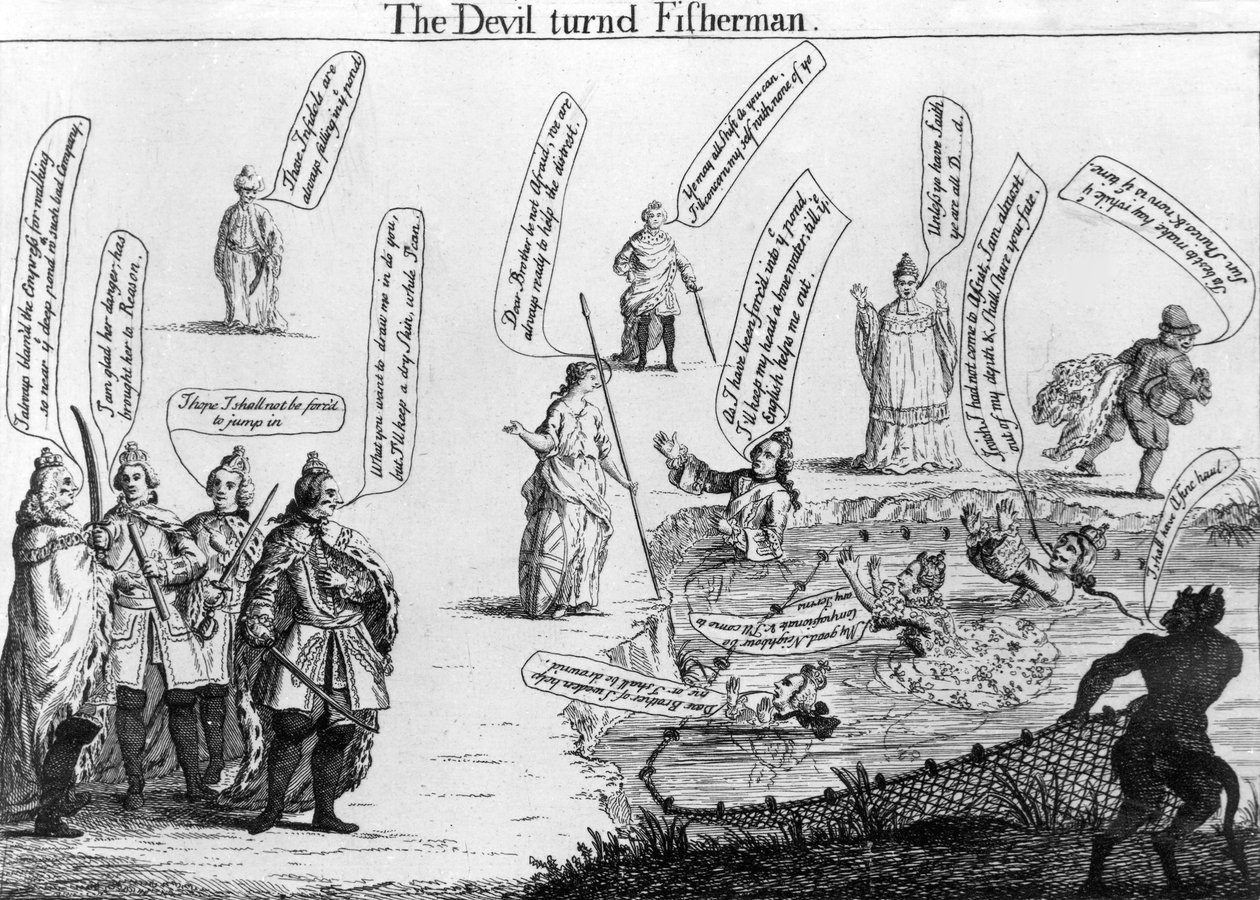 Djävulen blev fiskare, ca 1757 av English School