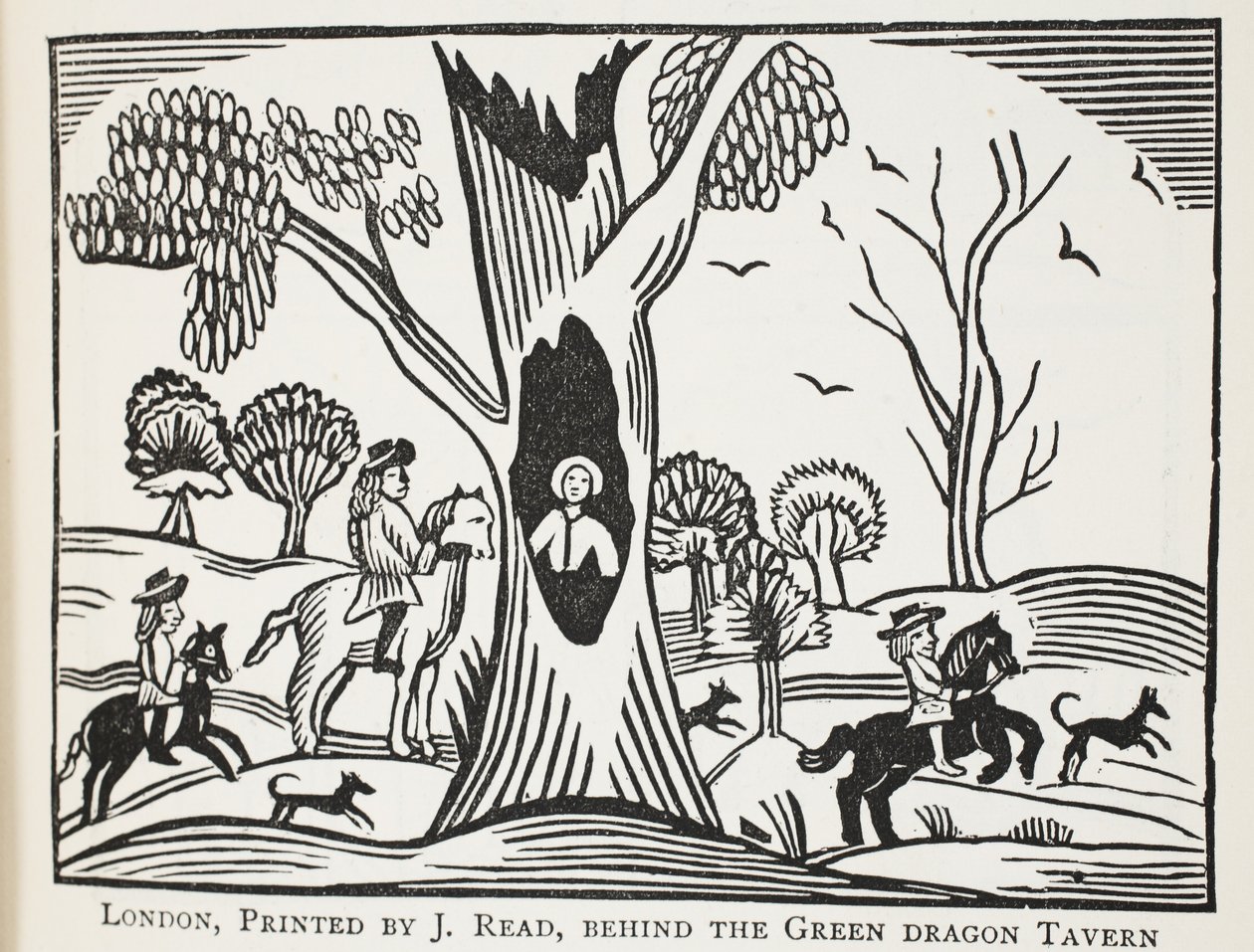 The Distressed Child in the Wood, eller The Cruel Unkle, illustration från Chap-books of the artonde århundradet av John Ashton, pub. 1882 av English School