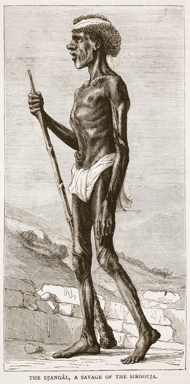 The Djangal, a Savage of the Sirgouja, illustration från Cassells Illustrated History of England av English School