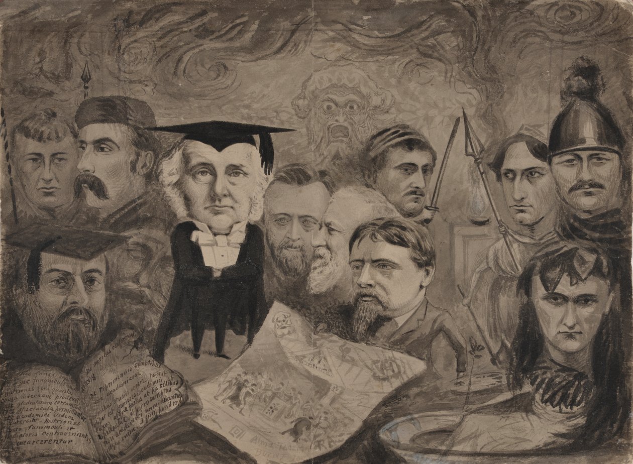 Dramat i Oxford 1880 (Penna, bläck, grå lav) av English School