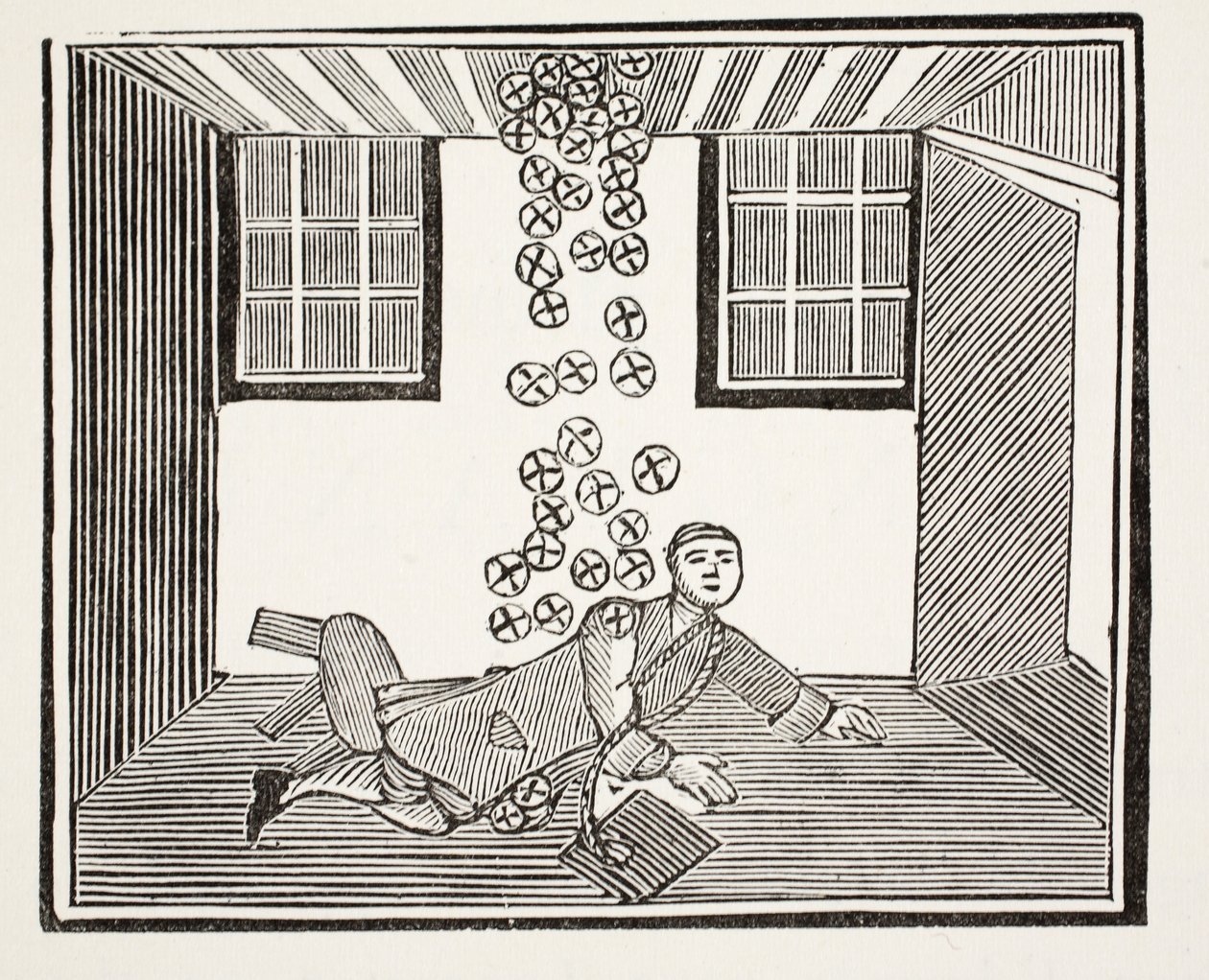 The Drunkards Legacy, illustration från Chap-books of the artonde århundradet av John Ashton, pub. 1882 av English School