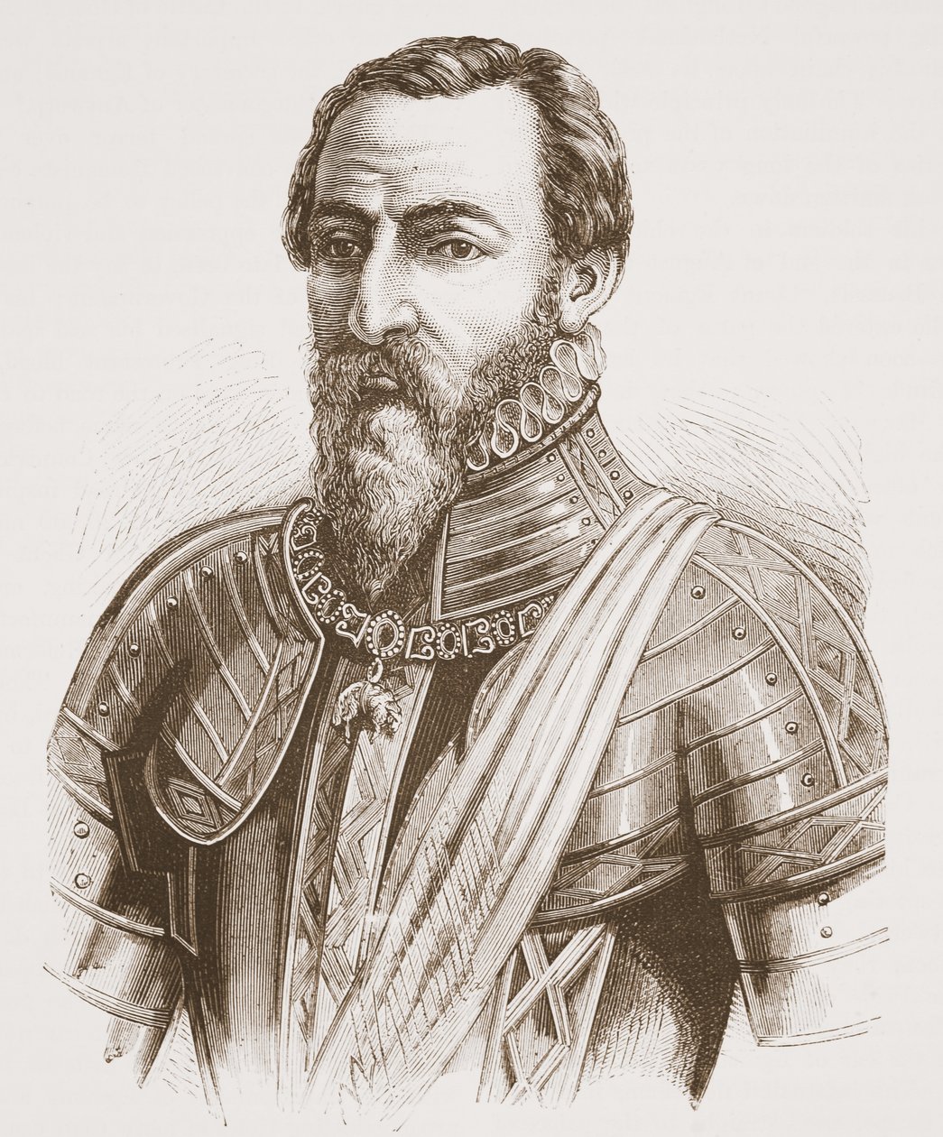 Hertigen av Alva (från porträttet av Titian), illustration från The History of Protestantism av James Aitken Wylie (1808-1890), pub. 1878 av English School