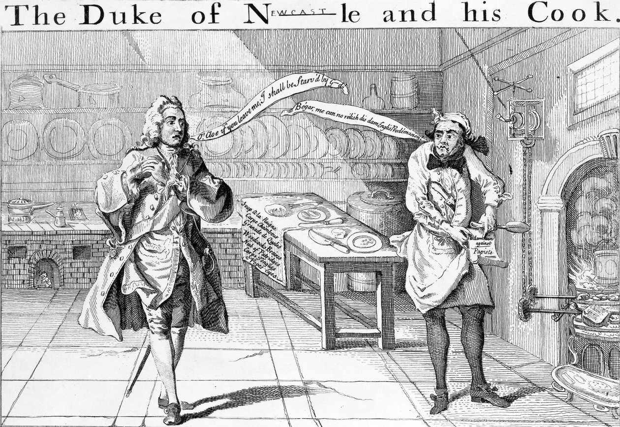 Hertigen av Newcastle och hans kock, c.1745 av English School