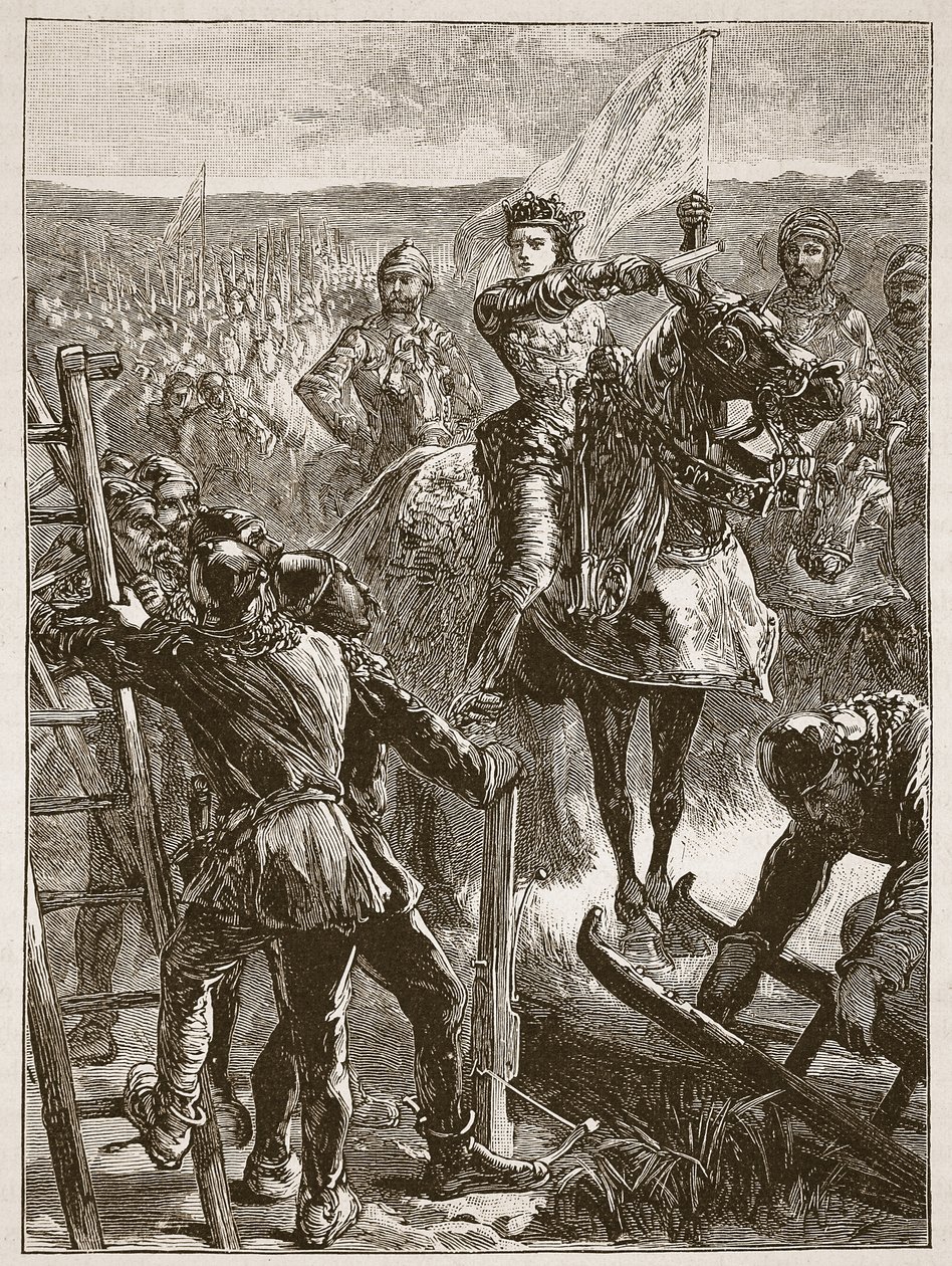The English before Harfleur, illustration från Cassells Illustrated History of England (sepiafoto) av English School