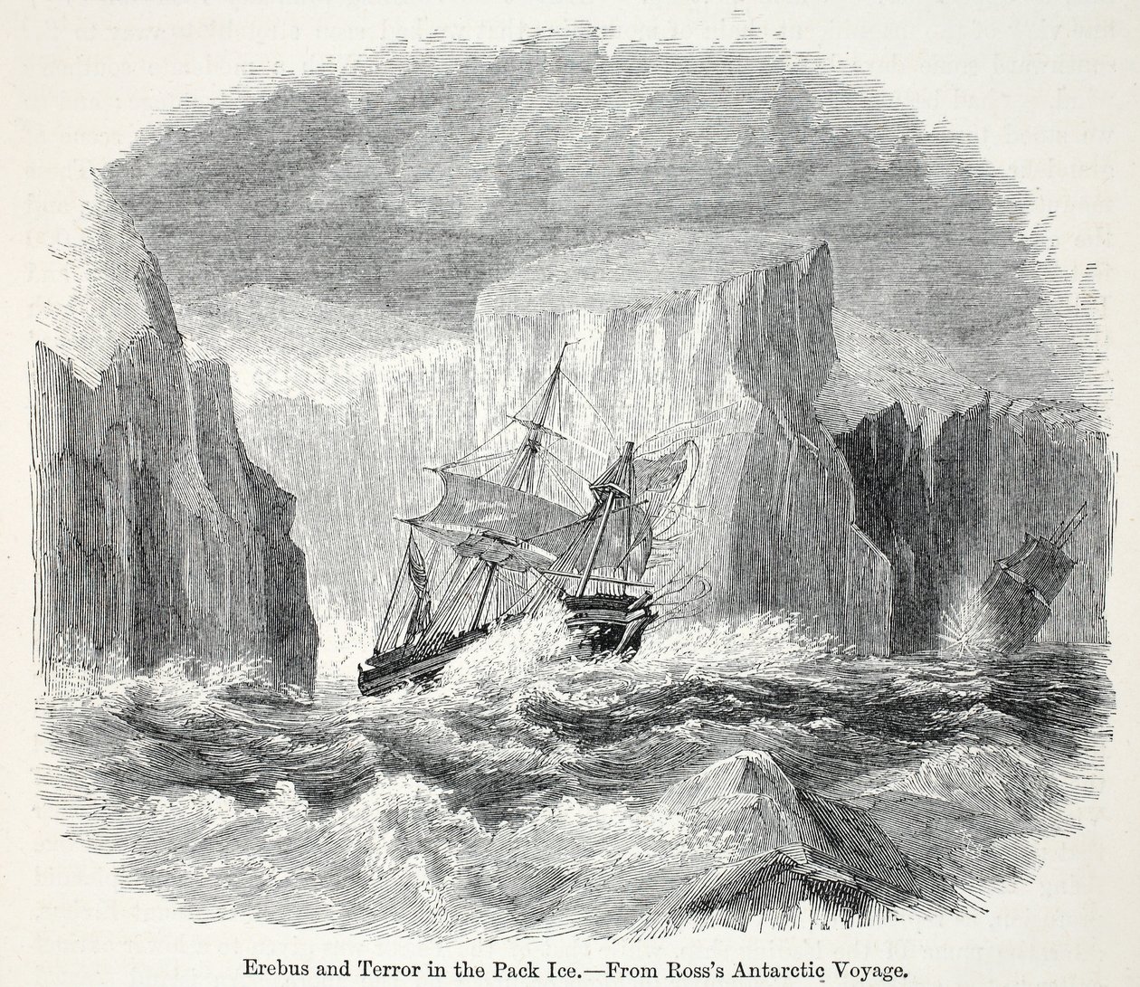 Erebus och terrorn bland isberg av English School
