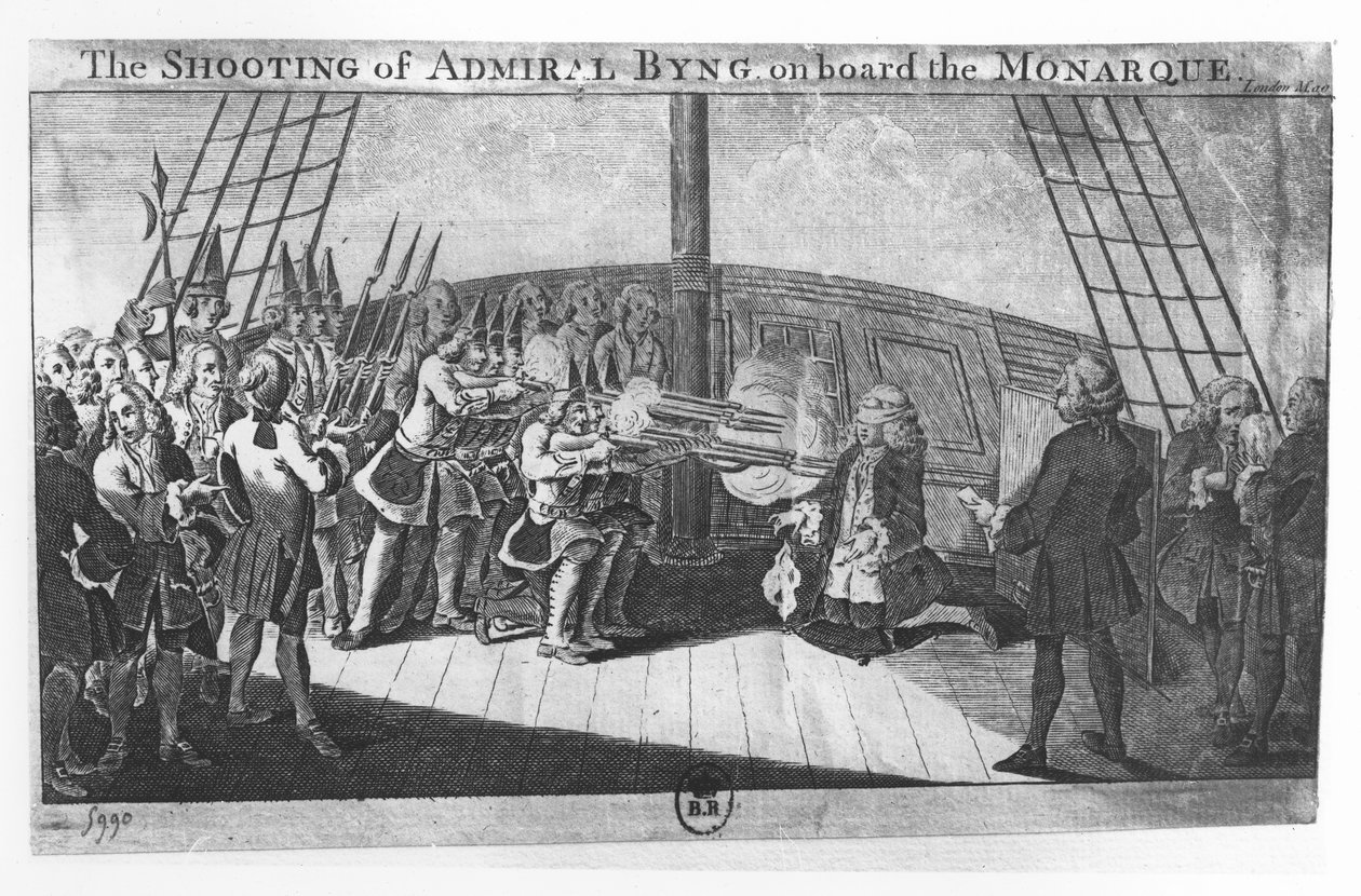 Avrättningen av John Byng ombord på Monarque av English School