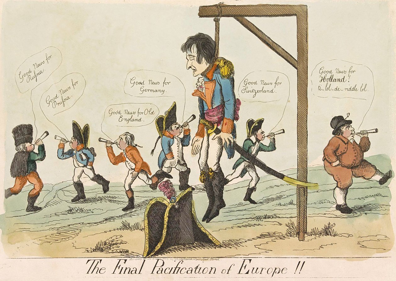 The Final Pacification of Europe!!, pub. 1803 (handfärgad gravyr) av English School