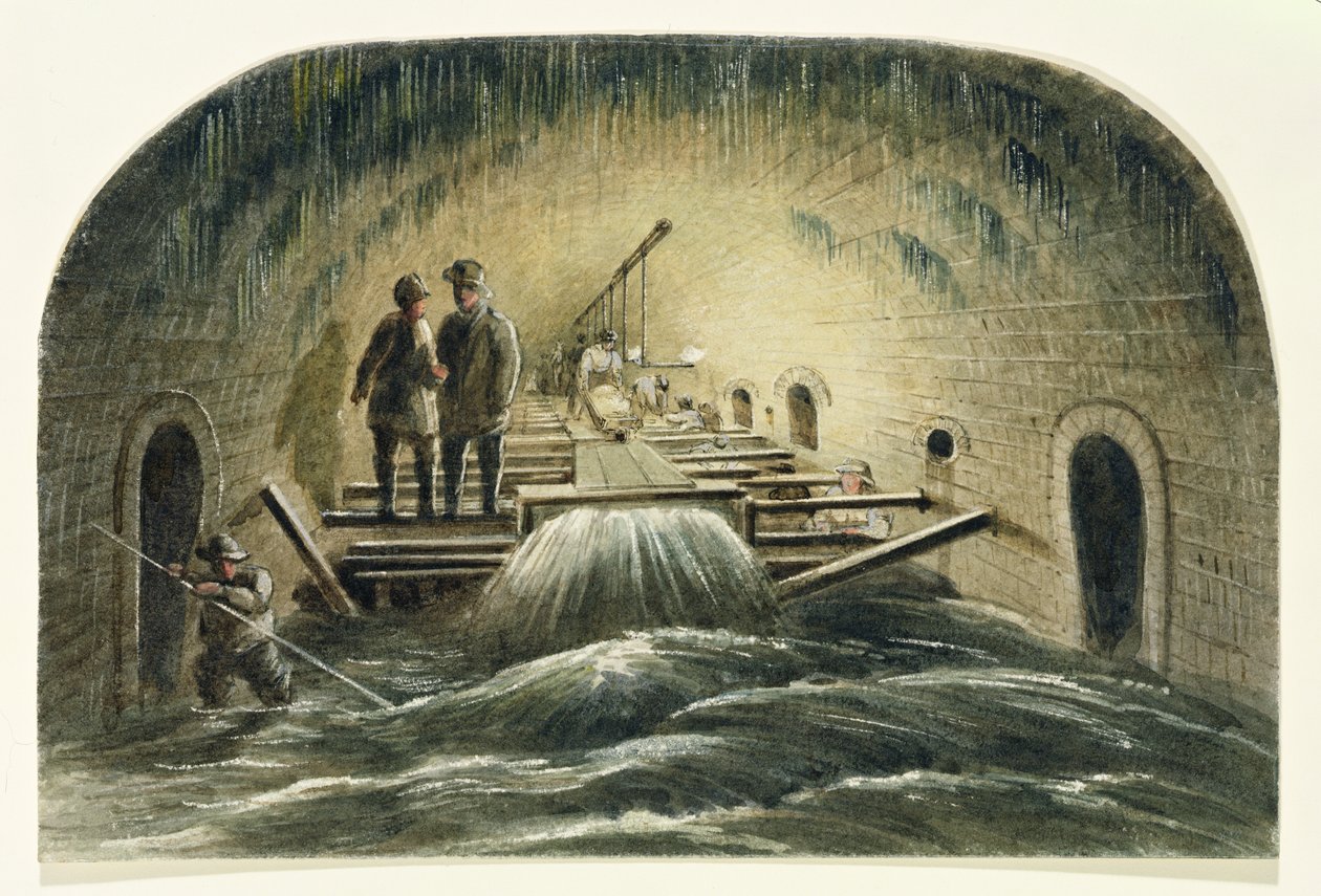 The Fleet Sewer, c.1840 (wc på papper) av English School