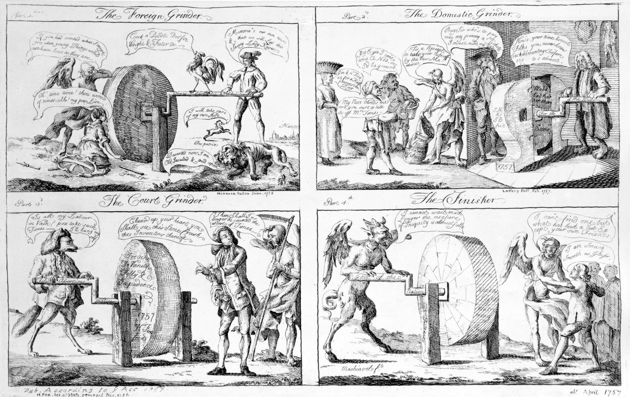 The Foreign grinder, The Domestic grinder, The Court grinder, The Finisher, 1757 av English School
