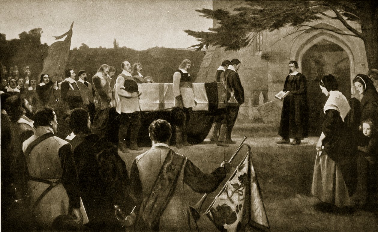 The Funeral of John Hampden, 1643, illustration från Hutchinsons Story of the British Nation, c.1923 av English School