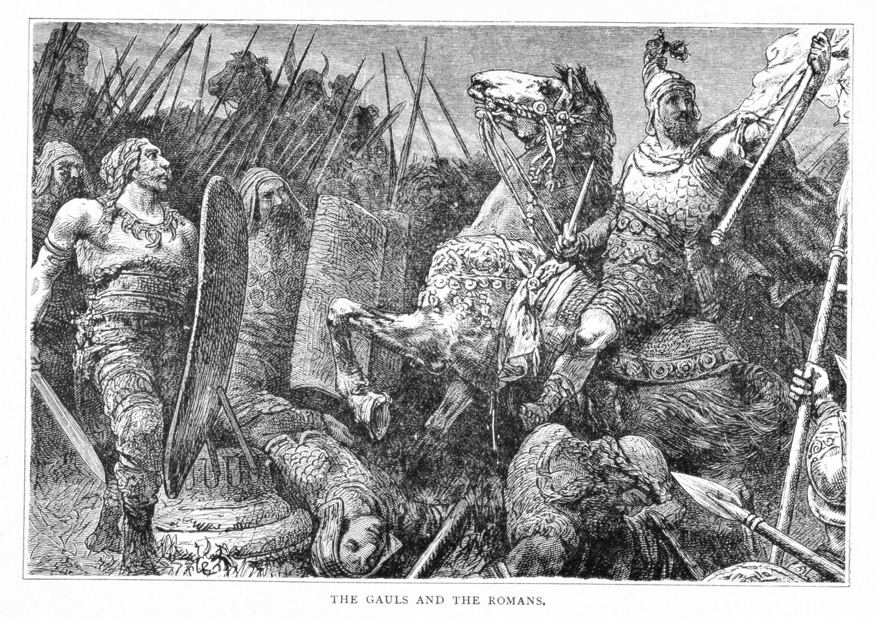 Gallerna och romarna, från Frankrikes historia, av Emile de Bonnechose, utgiven av Ward, Lock and Co, London av English School