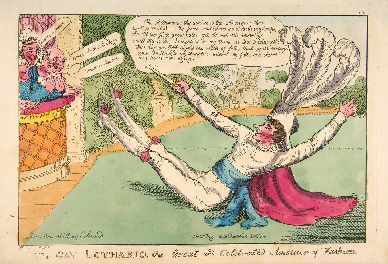 Gay Lothario. Den stora och berömda modeamatören, pub. 1813 (handfärgad gravyr) av English School