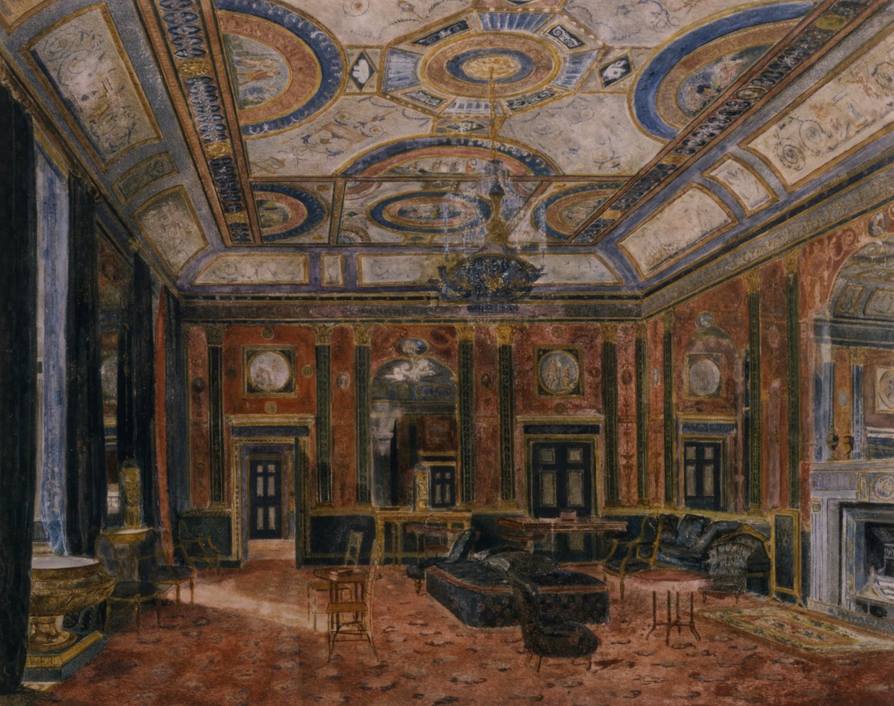 The Glass Drawing Room, Northumberland House, ca 1870 (akvarell) av English School