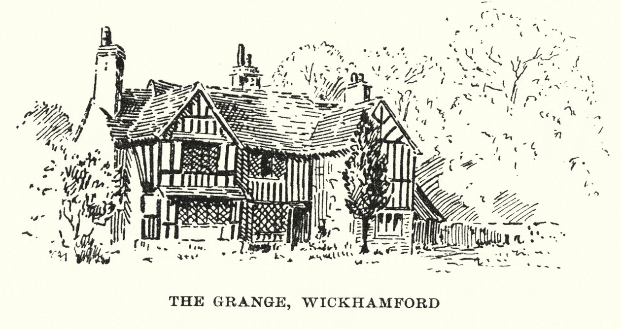 The Grange, Wickhamford (litografi) av English School