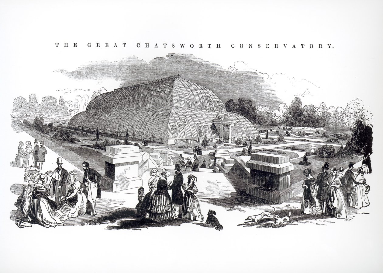 The Great Conservatory i Chatsworth, 1844 av English School