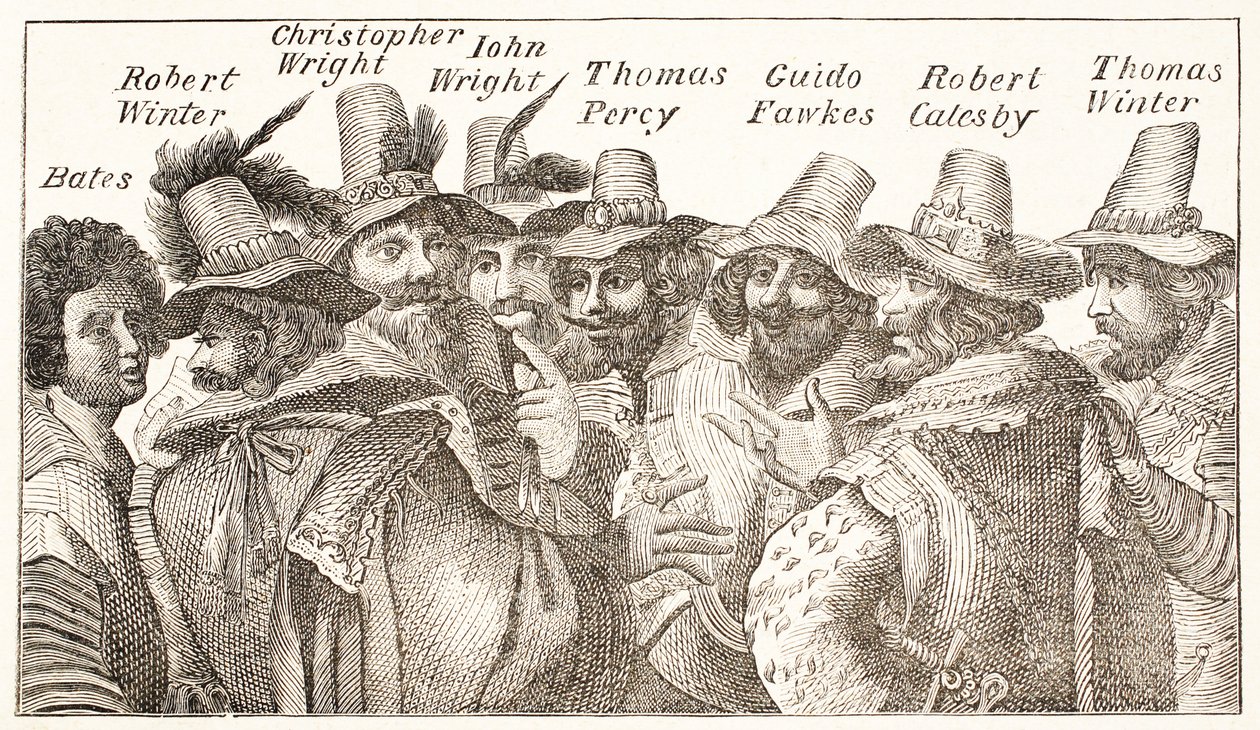 The Gunpowder Plot Conspirators, efter en gravyr från 1606 av English School