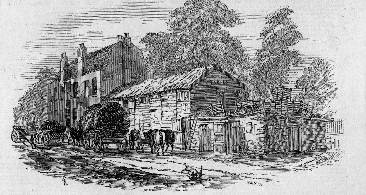 Halvvägshuset mellan Knightsbridge och Kensington, graverad av Frederick James Smyth, 1848 av English School