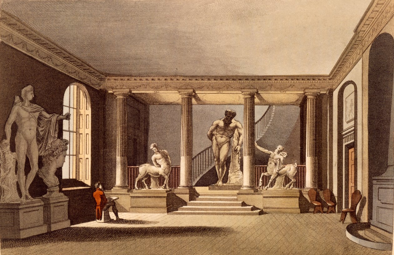 The Hall at the Royal Academy, Somerset House, illustration från Ackermanns Repository of Arts, publicerad maj 1810 av English School