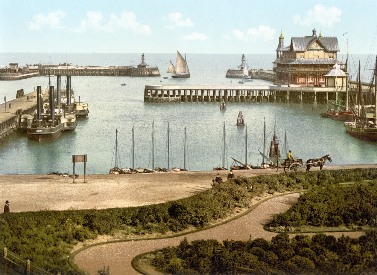 The Harbour, Lowestoft (handfärgat foto) av English School