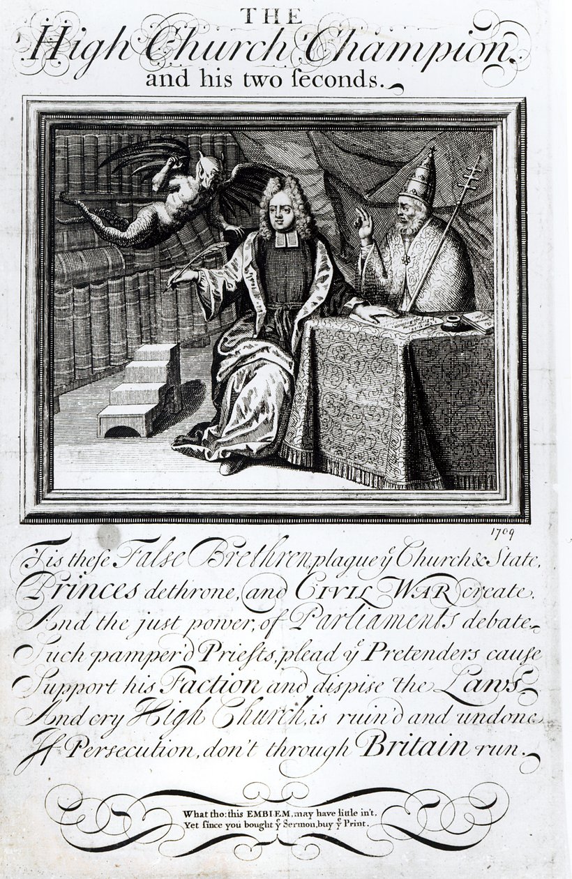 Högkyrkomästaren och hans två sekunder, 1709 av English School