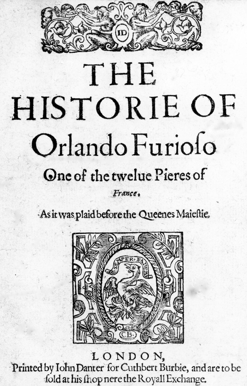 The Historie of Orlando Furioso av Ludovico Ariosto, 1594 av English School