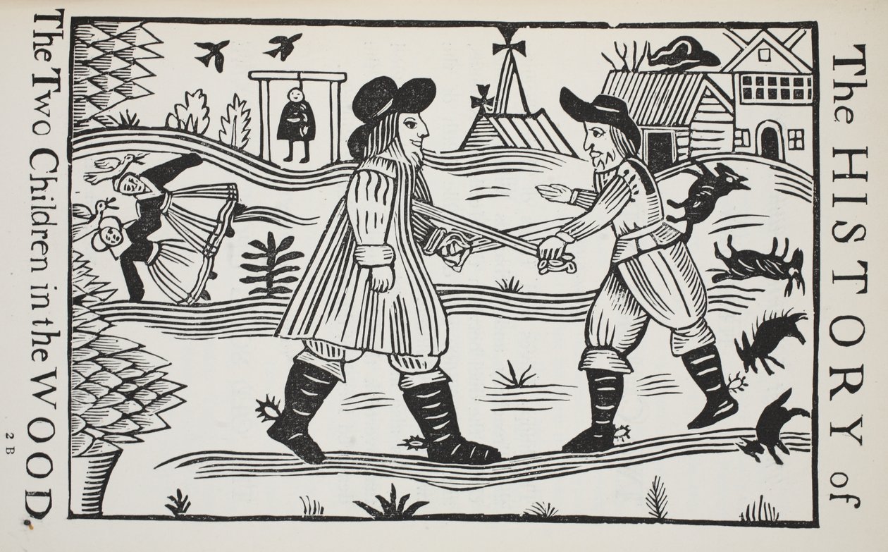 The History of The Two Children in the Wood, illustration från Chap-books of the artonde århundrade av John Ashton, pub. 1882 av English School