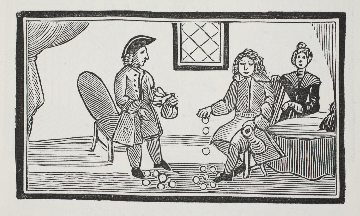 The History of the Blind Beggar of Bethnal Green, illustration från Chap-books of the artonde århundradet av John Ashton, pub. 1882 av English School
