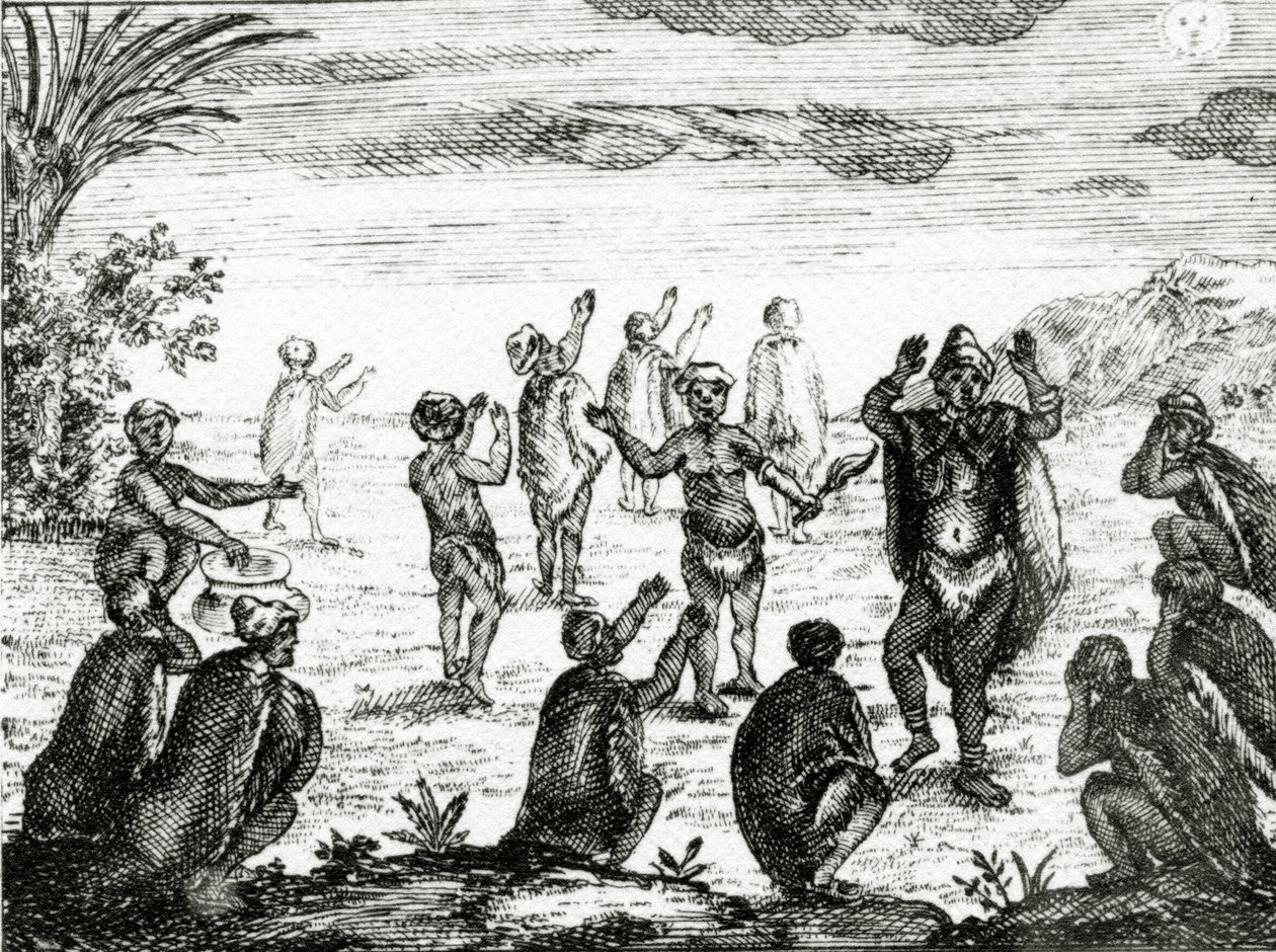 Hottentotterna tillber månen, illustration från 