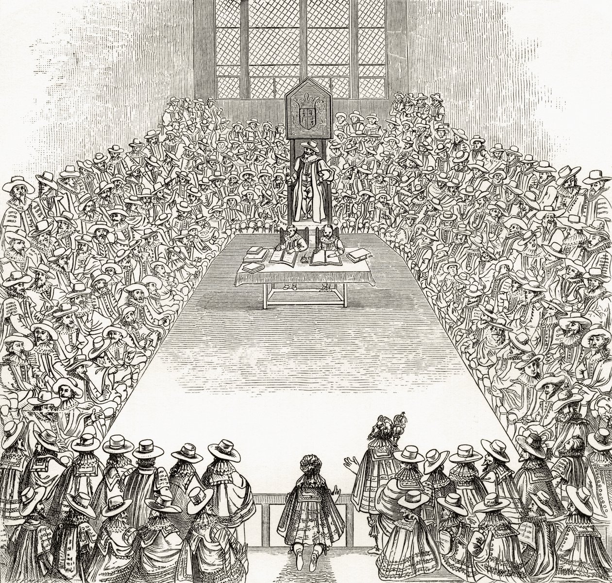 The House of Commons in the time of James I, från "London Pictures: Drawn with Pen and Pencil", av pastor Richard Lovett, publicerad 1890 av English School