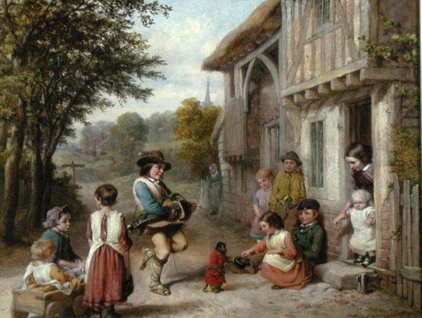 The Hurdy-Gurdy Player, ca 1865 (olja på duk) av English School