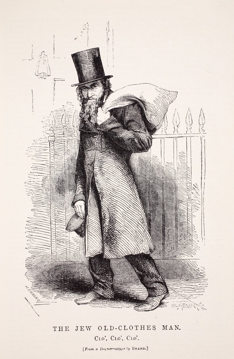 The Jew Old-Clothes Man, efter en daguerreotypi av Richard Beard, illustration från London Labor och London Poor av Henry Mayhew, pub. 1862 av English School