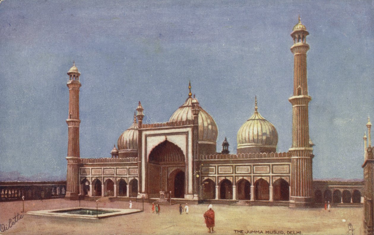 Jumma Musjid, Delhi (färglitografi) av English School