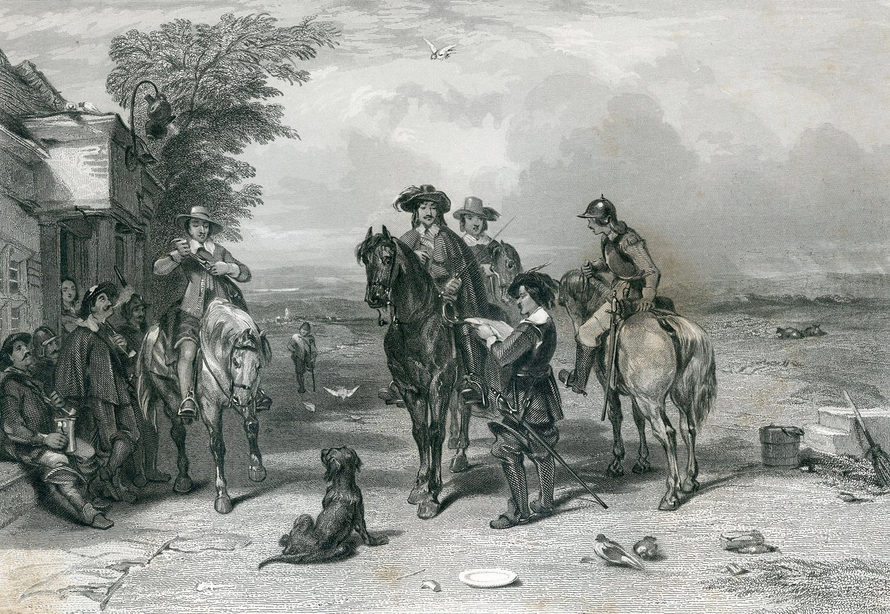 Kungen på sin resa till skottarna, graverad av Frederick. T. Heath, 1844 av English School