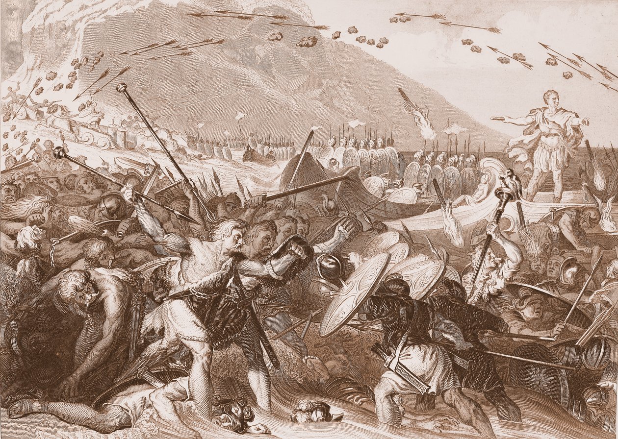 Julius Caesars landstigning i England 55 f.Kr av English School