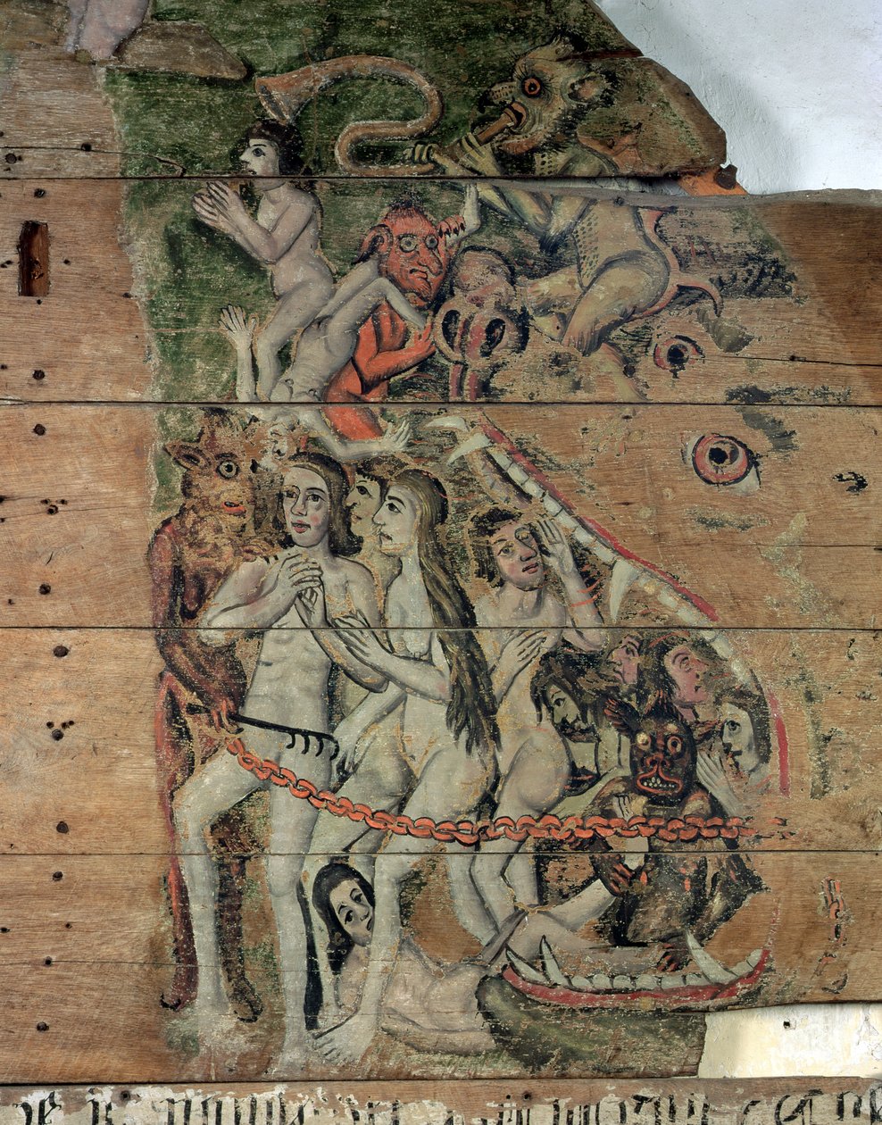 The Last Trump, från Wenhaston Doom, c.1500-20 (målat trä) av English School