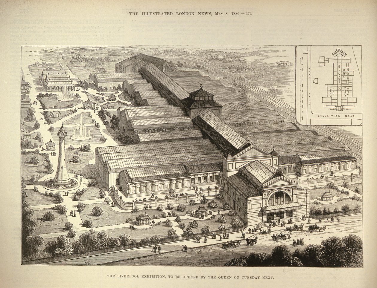 Liverpool-utställningen, som öppnas av drottningen, från The Illustrated London News, 5 augusti 1886 av English School