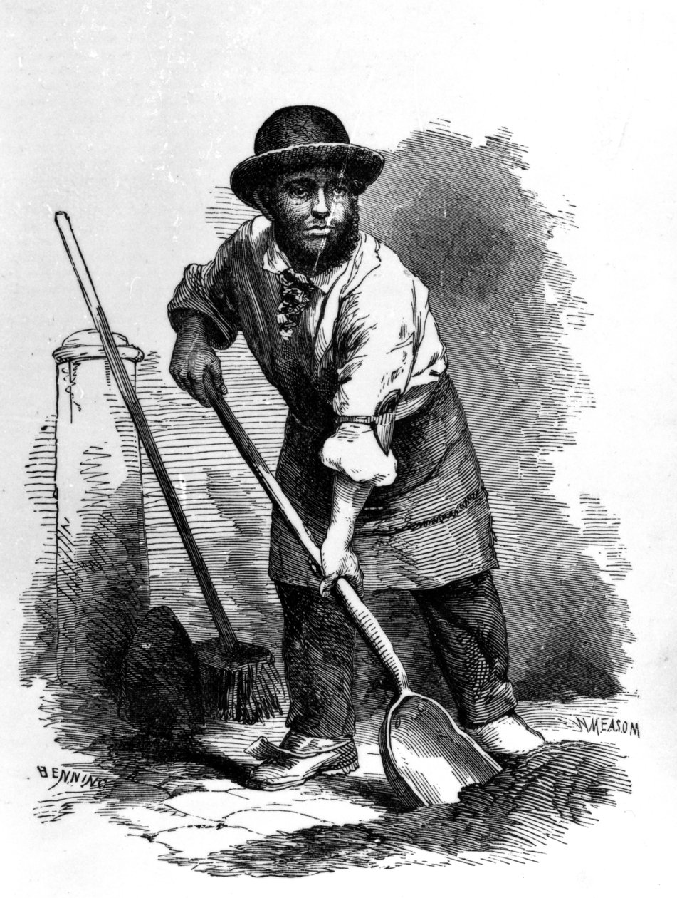 The London Scavenger, illustration från "London Labor and the London Poor" av Henry Mayhew, ca 1840-talet av English School