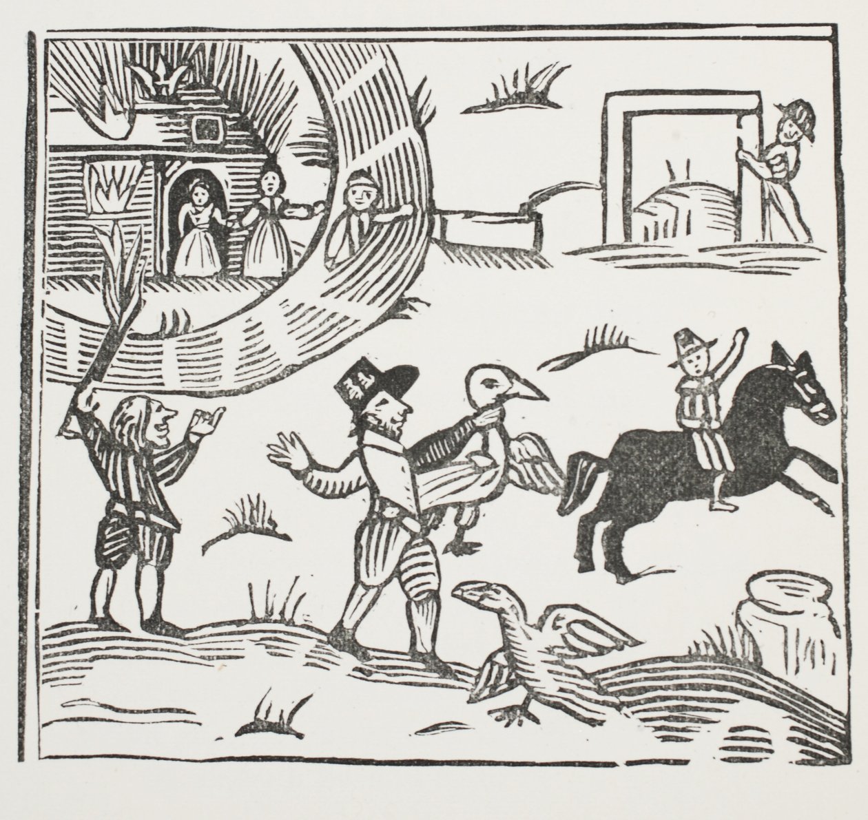 The Mad Pranks of Tom Tram, illustration från Chap-books of the artonde århundradet av John Ashton, pub. 1882 av English School